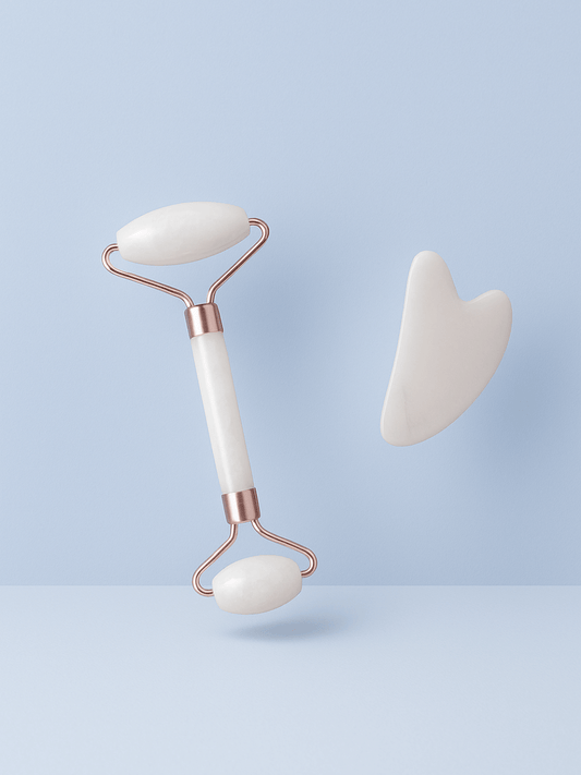 Coffret Jade Blanc : Rouleau Double & Gua Sha Visage | Zenmassa rouleau visage + gua sha