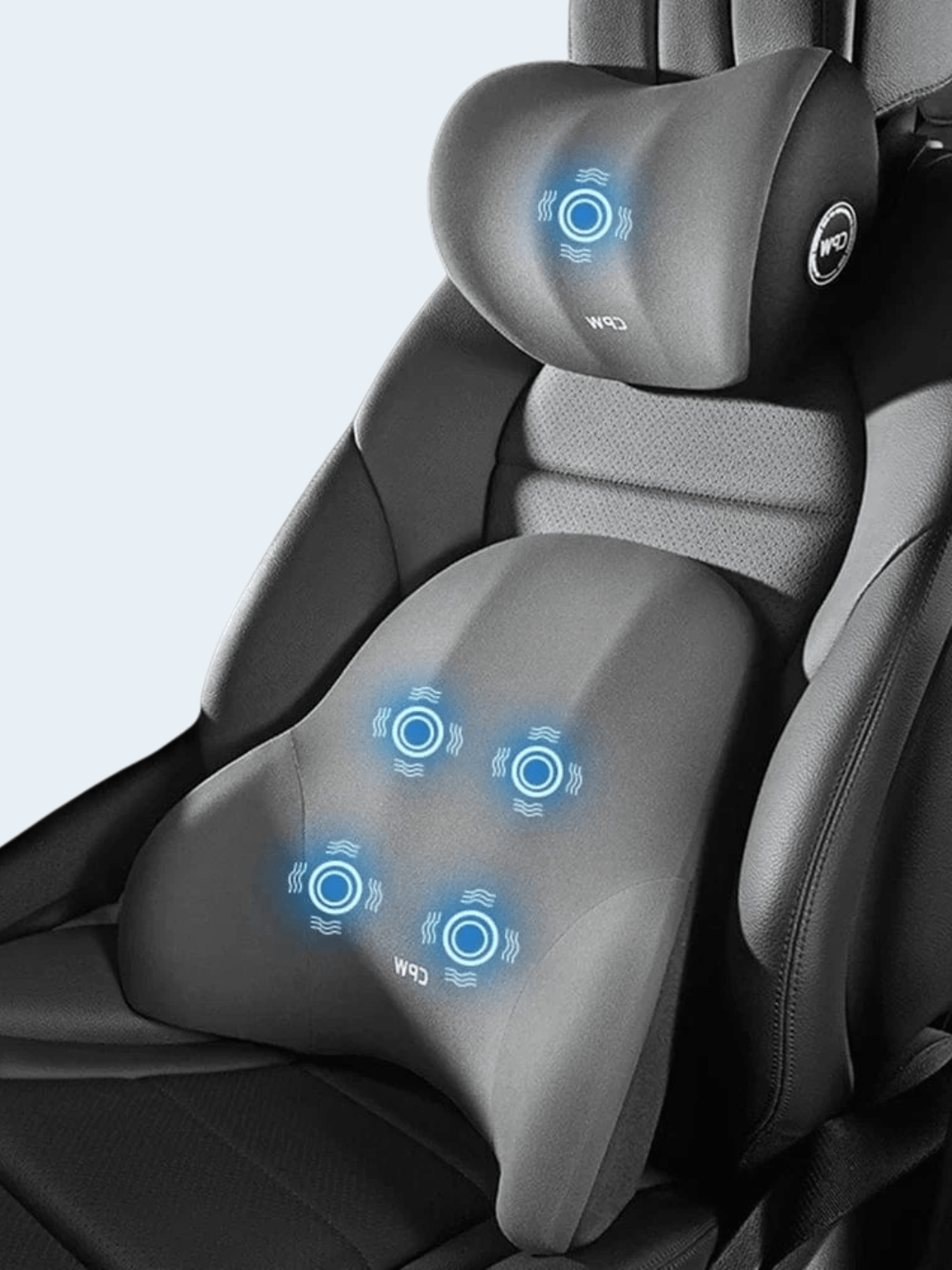 Coussin de Massage Voiture Gris – Vibrant pour Nuque et Dos Gris nuque + dos