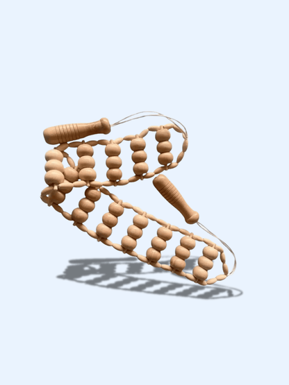 Rouleau de Massage Bois Perles Rondes – Relaxation Dos et Épaules bois à perles