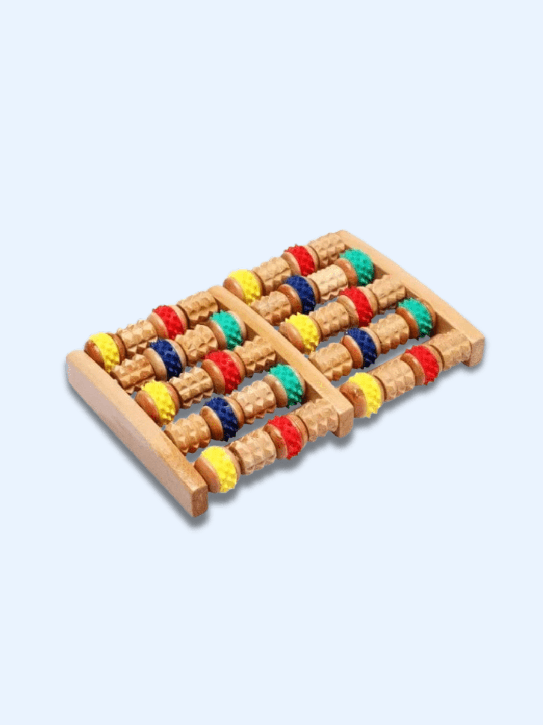 Rouleau de Massage Bois Pieds 6 Rangs – Relaxation et Réflexologie bois sculpté