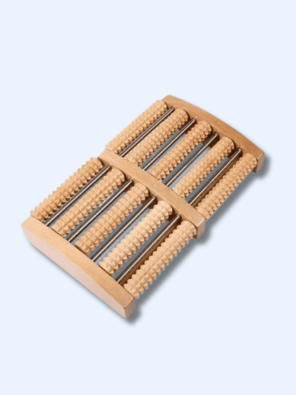 Rouleau de Massage Pieds Bois – Réflexologie Relaxante et Bien-Être bois et acier