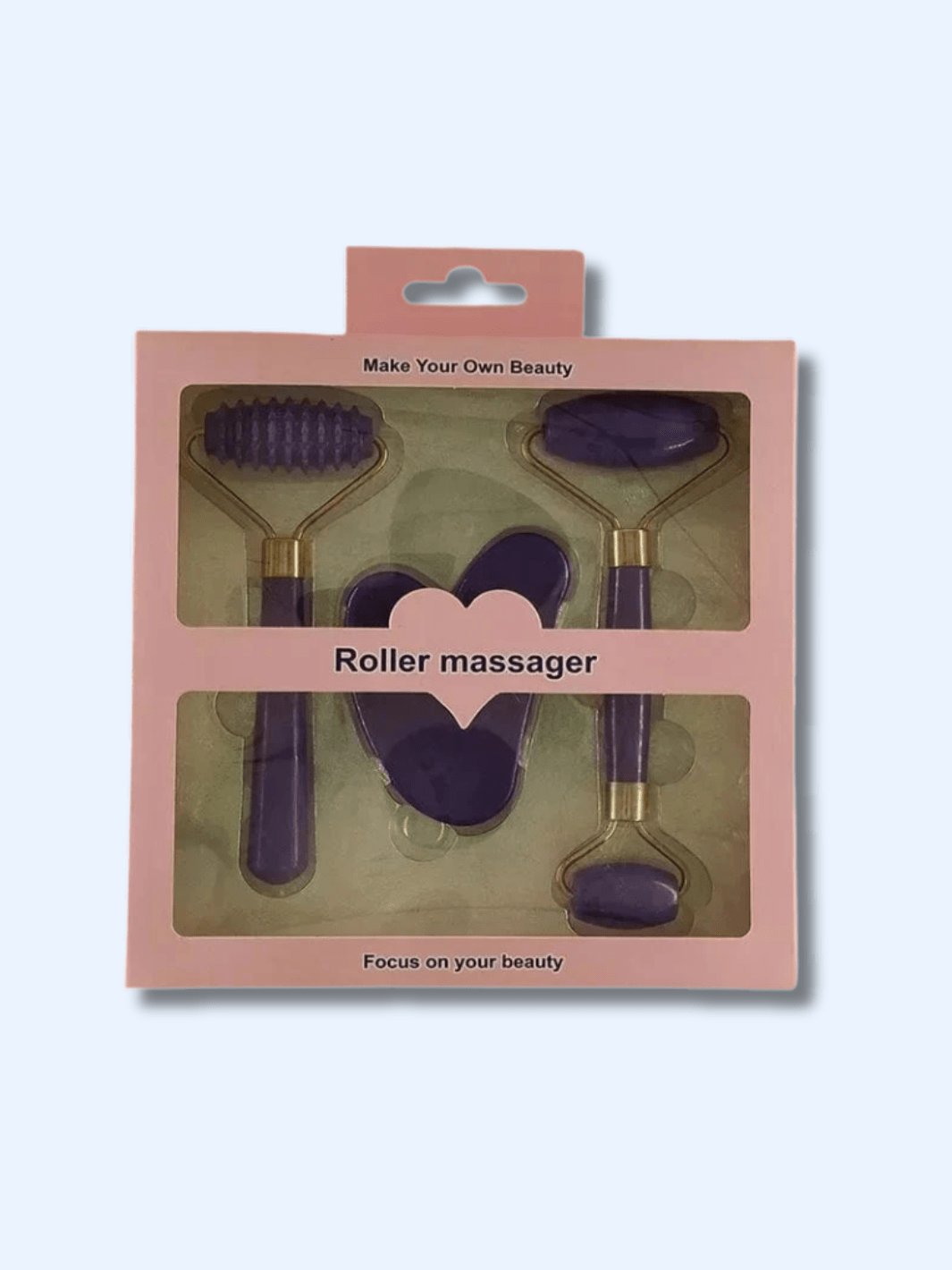 Set Complet Massage Visage Violet – Rouleau & Gua Sha Liftant 2 rouleaux visage + gua sha