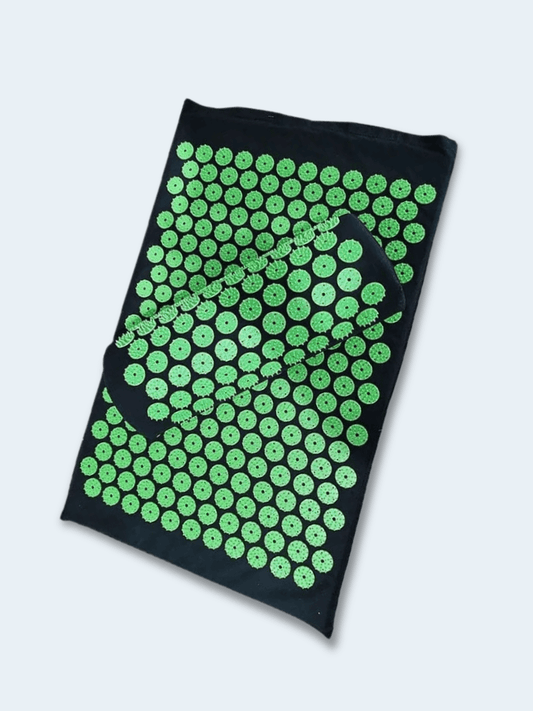 Tapis d’Acupression Vert Noir – Massage Yoga et Relaxation du Dos Lotus vert & noir + sac